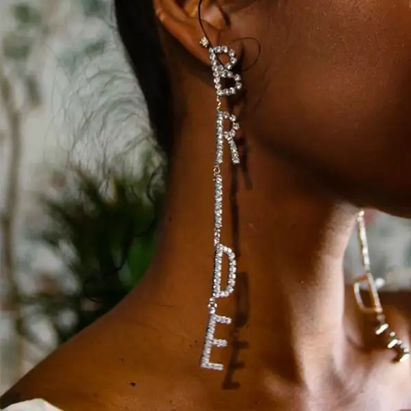 Rhinestone Letter Earrings