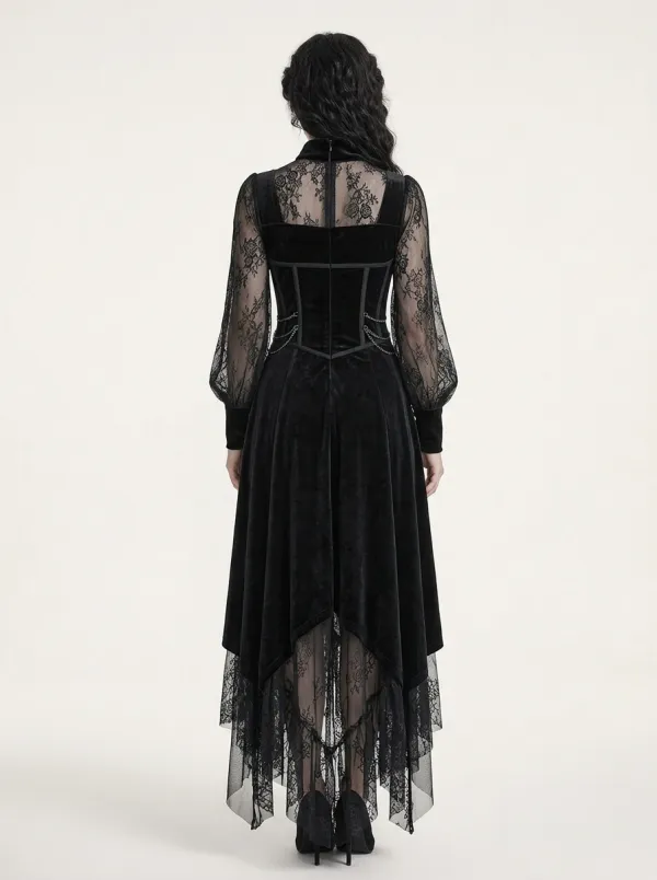 Punk Rose Lace Velvet Statement Women's Gothic Dress