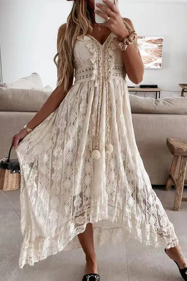 Lace Waist Belt Dress