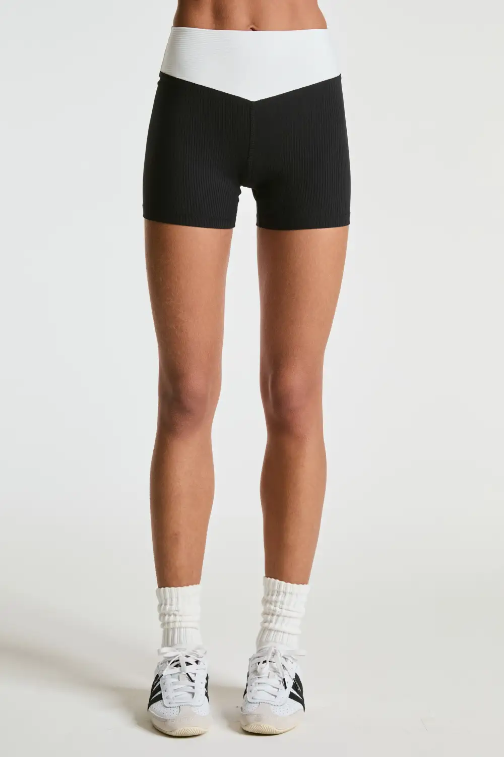 Two-Tone Ribbed Yoga Shorts
