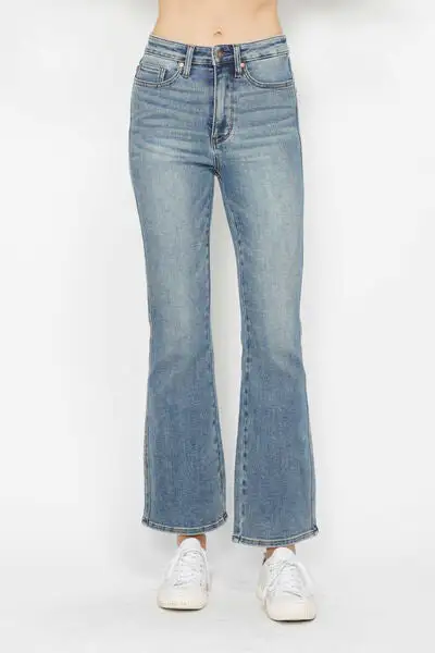 Casual Flare Leg Embroidered Denim Jeans