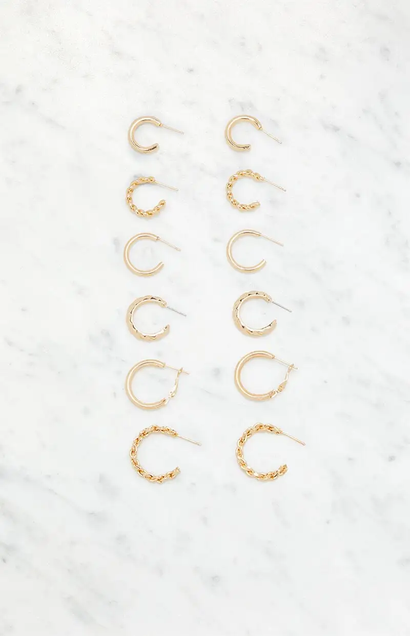 LA Hearts 6 Pack Braided Hoop Earrings