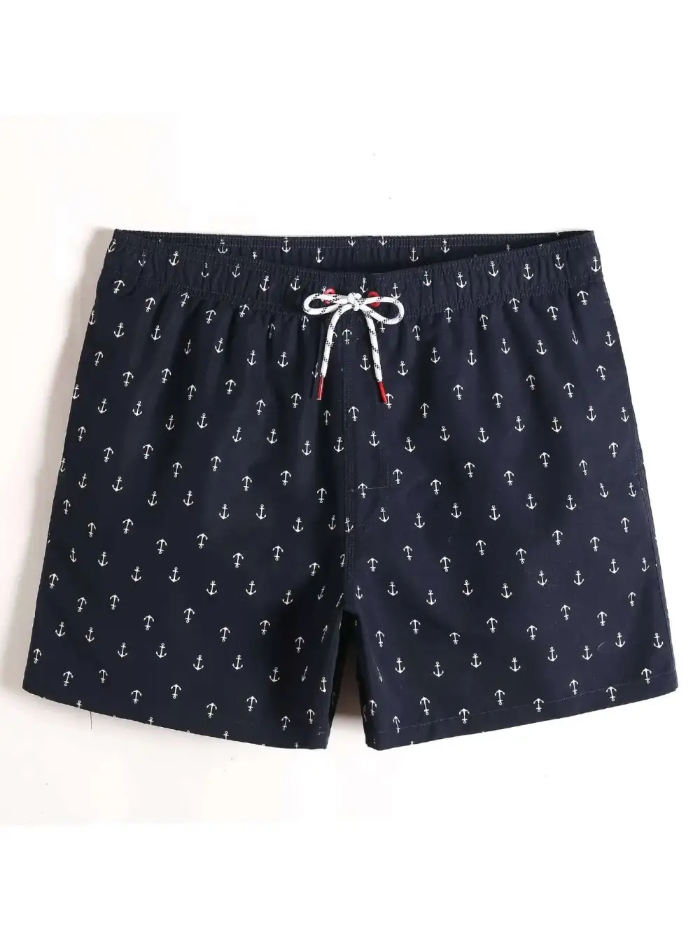Men's Allover Anchor Print Drawstring Swim Trunks