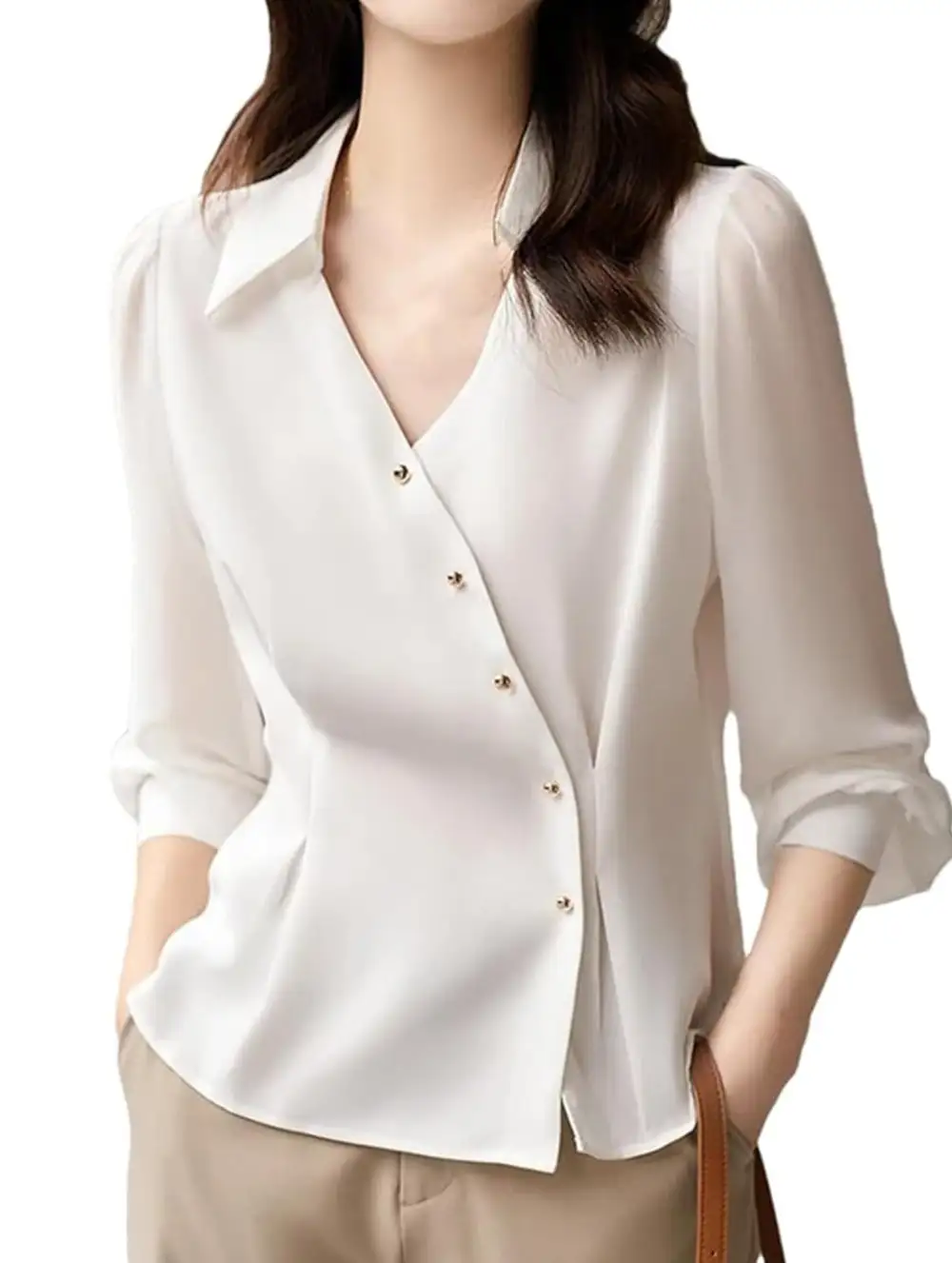 Satin Long Sleeve Button Shirt