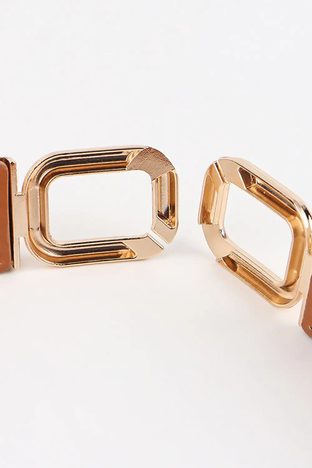 Double-Buckle Wide Geometric Vegan-Leather Elastic Waist Belt
