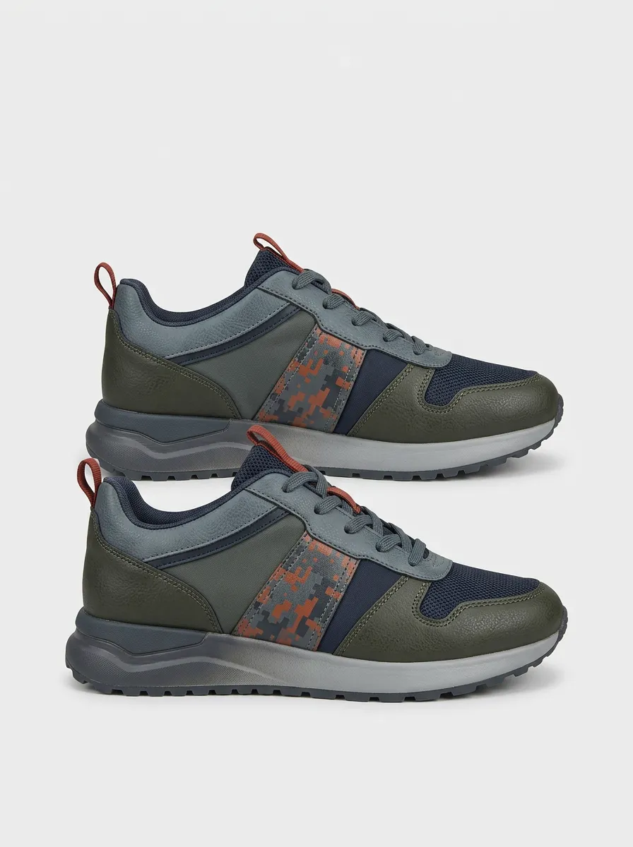 Men's Tactical Style Digital Camo Printed Sneakers