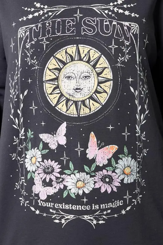 Grey Celestial Graphic Print Sweatshirt