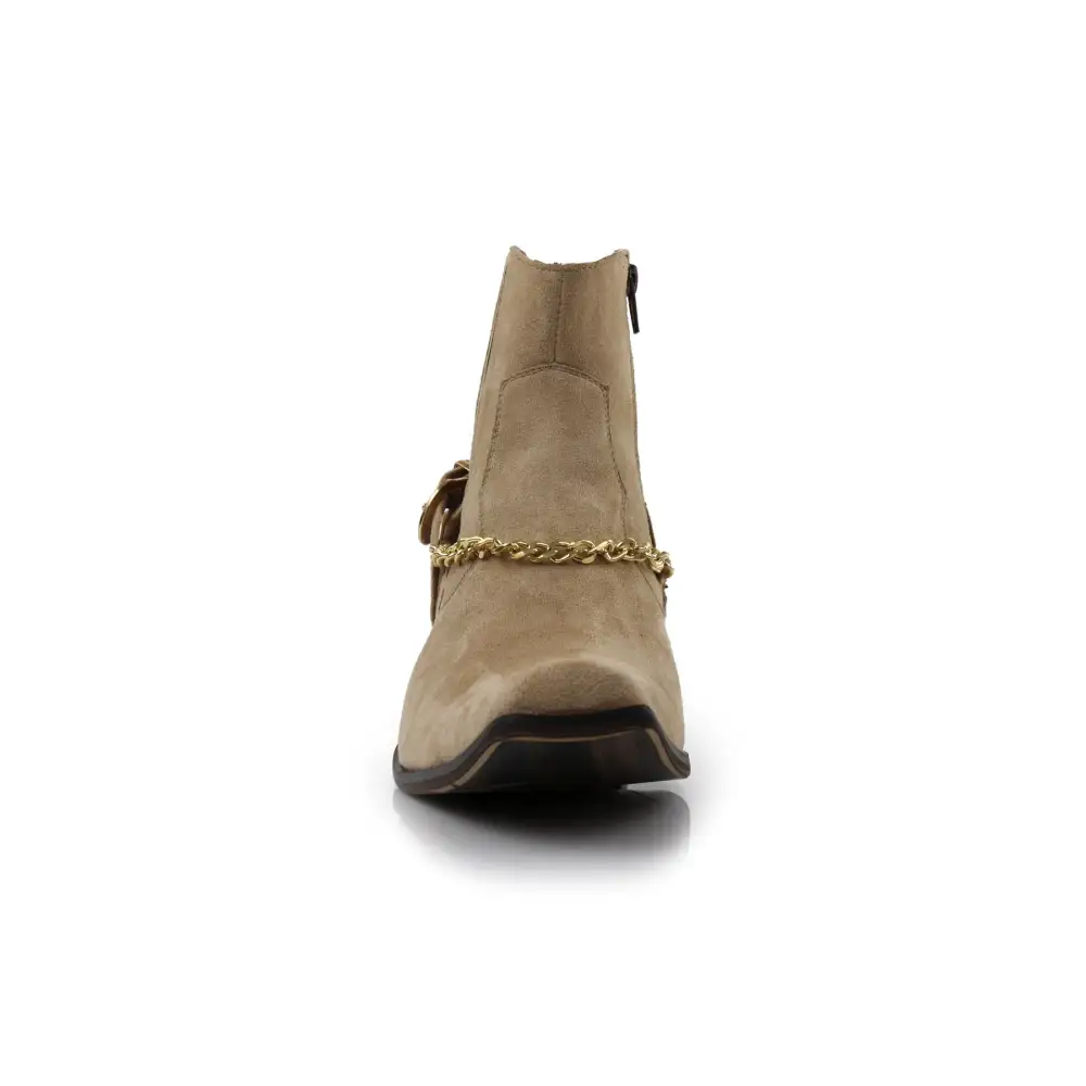 Suede Faux-Leather Pointed-Toe Chelsea Boots