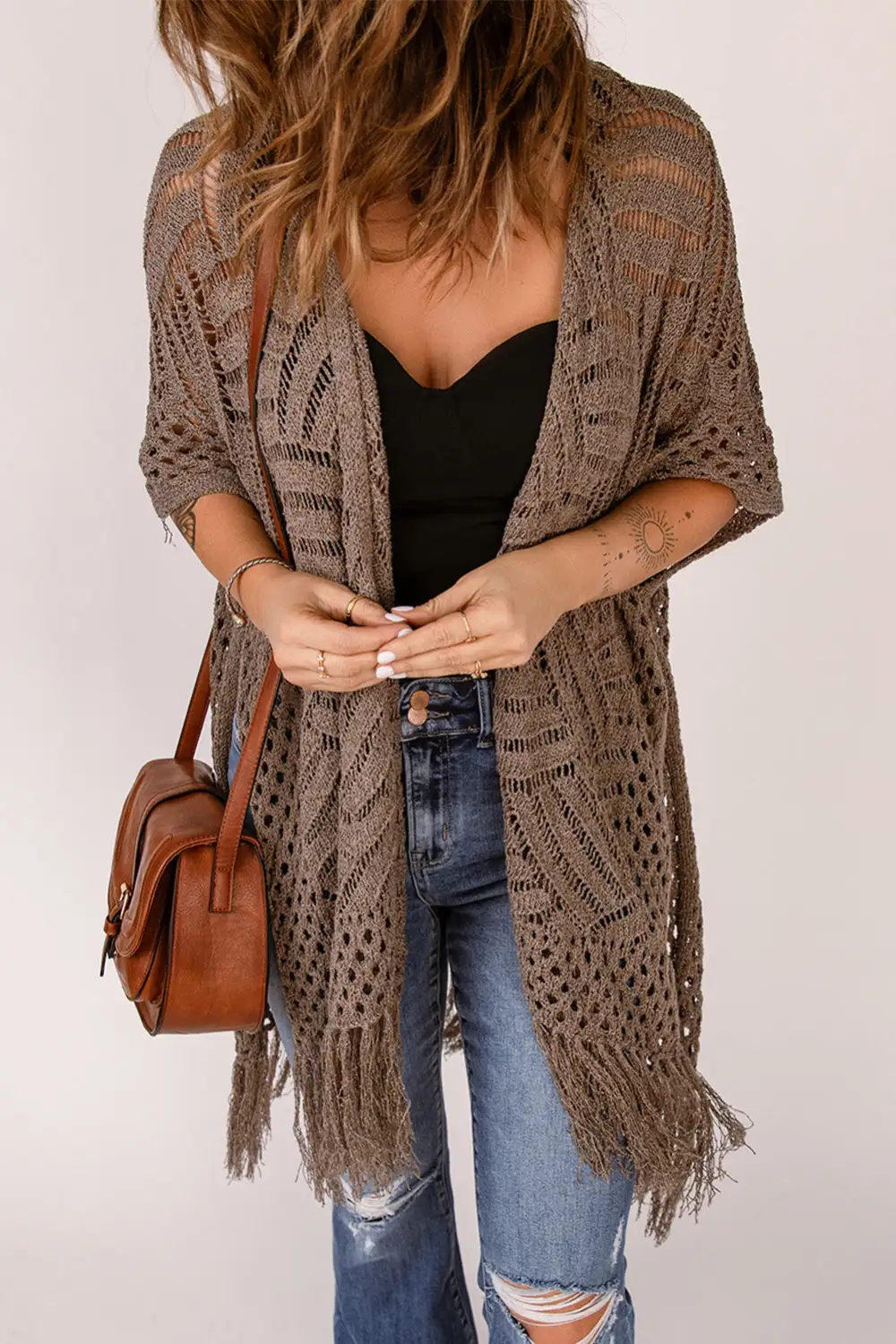 Swimwear Loose Knitwear Kimono with Slits