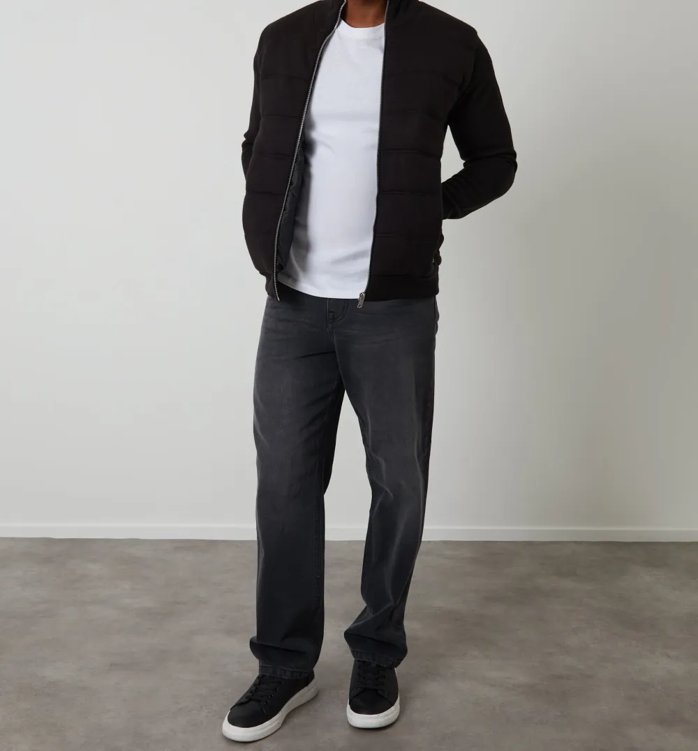 Men's Black Quilted Knit Jacket
