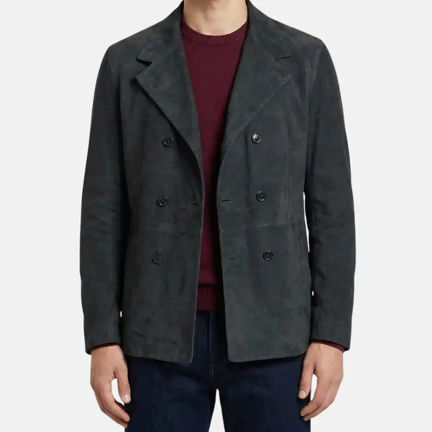 Leather Suede Pea Coat
