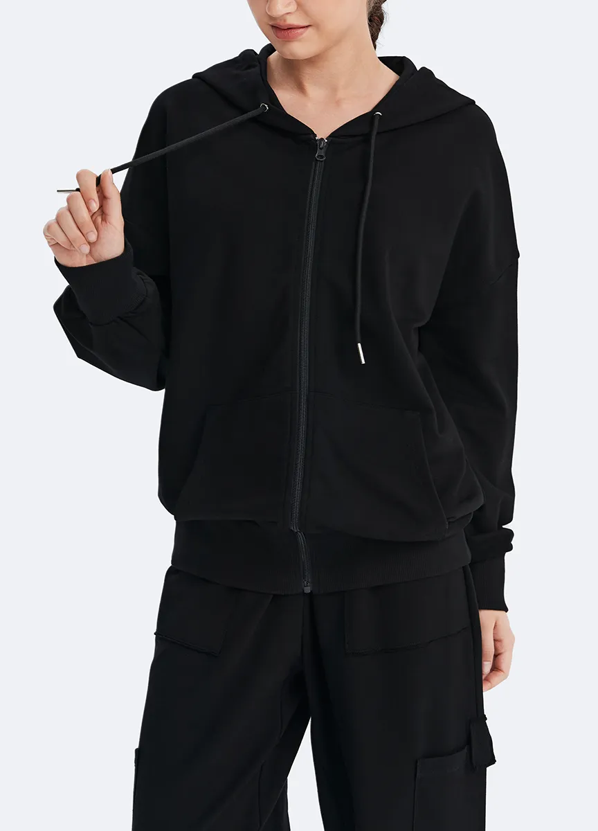 Open Zip Relaxed Pocket Hoodie