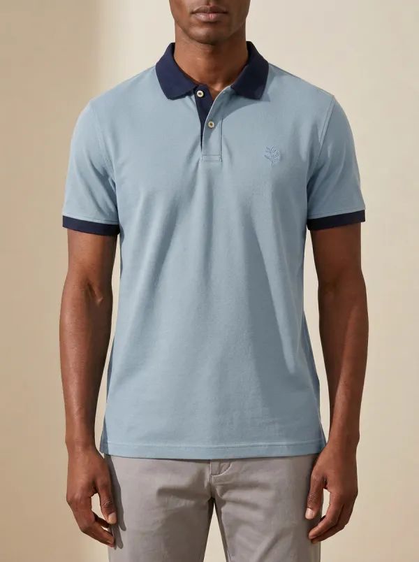 Refined Leaf-Pattern Embroidered Men's Polo Shirt