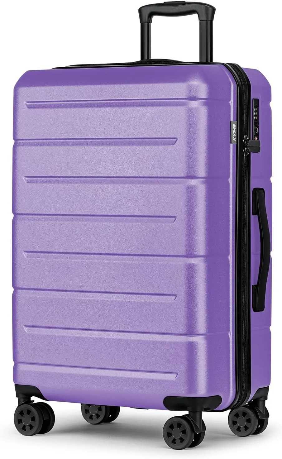 KYME 24 Inch Luggage,Checked Medium Suitcase with Spinner Wheels,Black