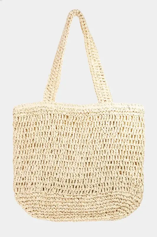 Refined Straw Braided Tote Bag