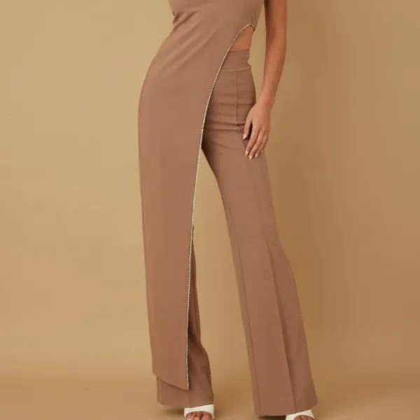 One Shoulder Strap Draped Layer With Rhinestone Set