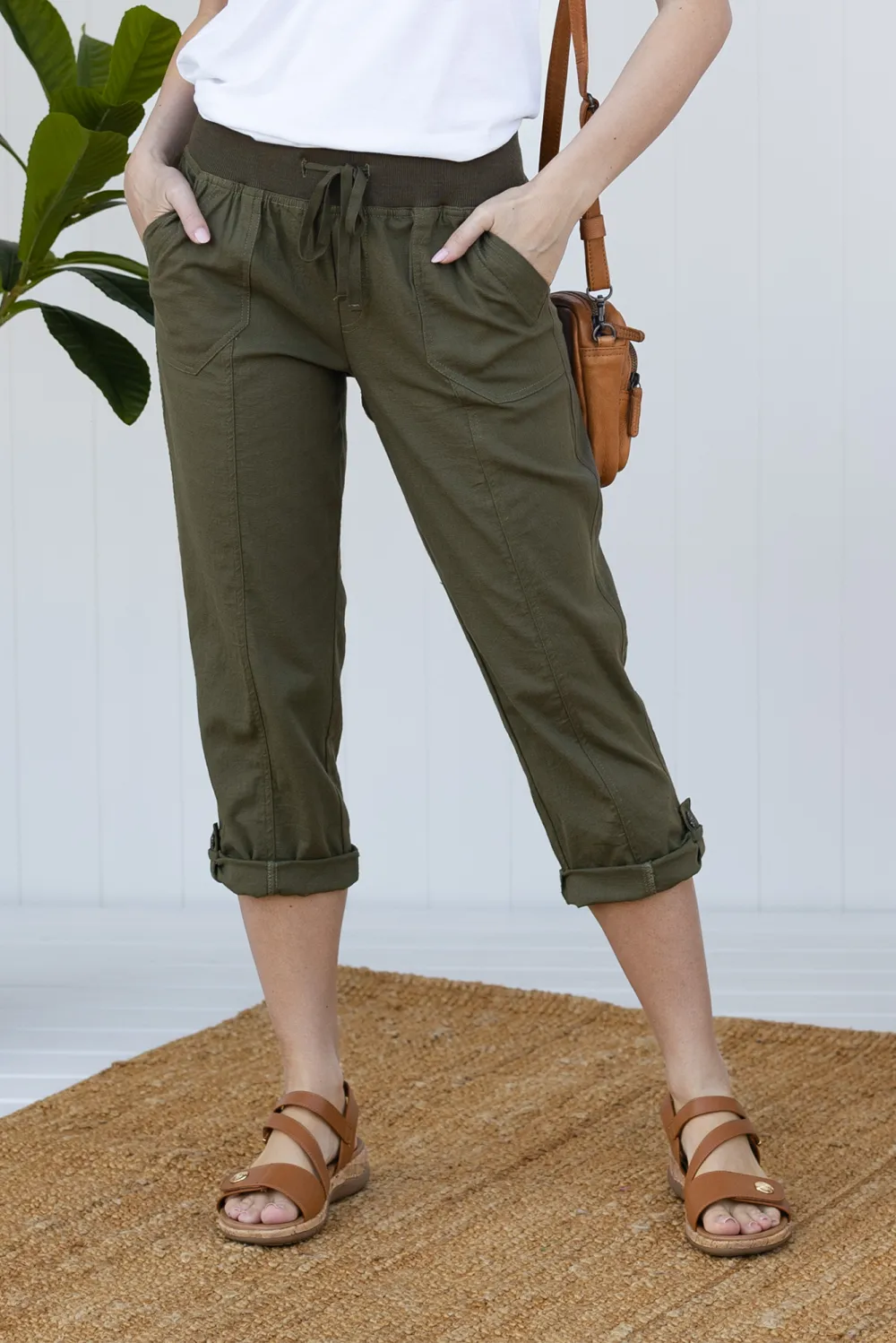 Mid Rise Drawstring Cargo Pants