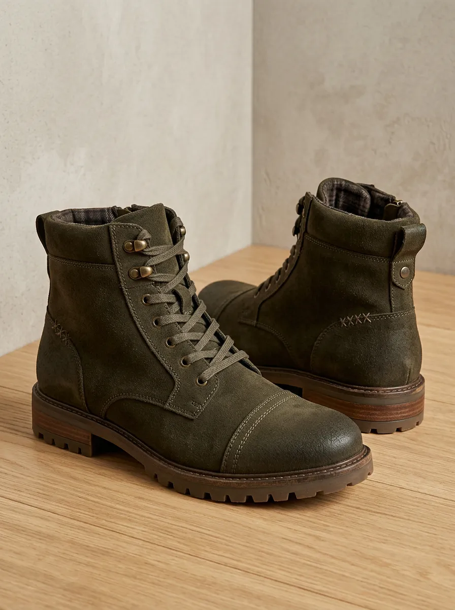 Easy-Wear Suede Look Lace-Up Silhouette Unisex Warm Boots