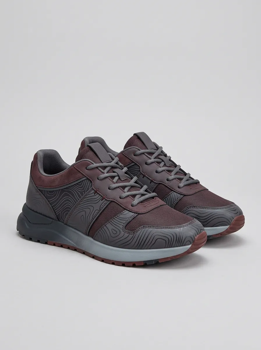 Men's Topographic Pattern Printed Sneakers