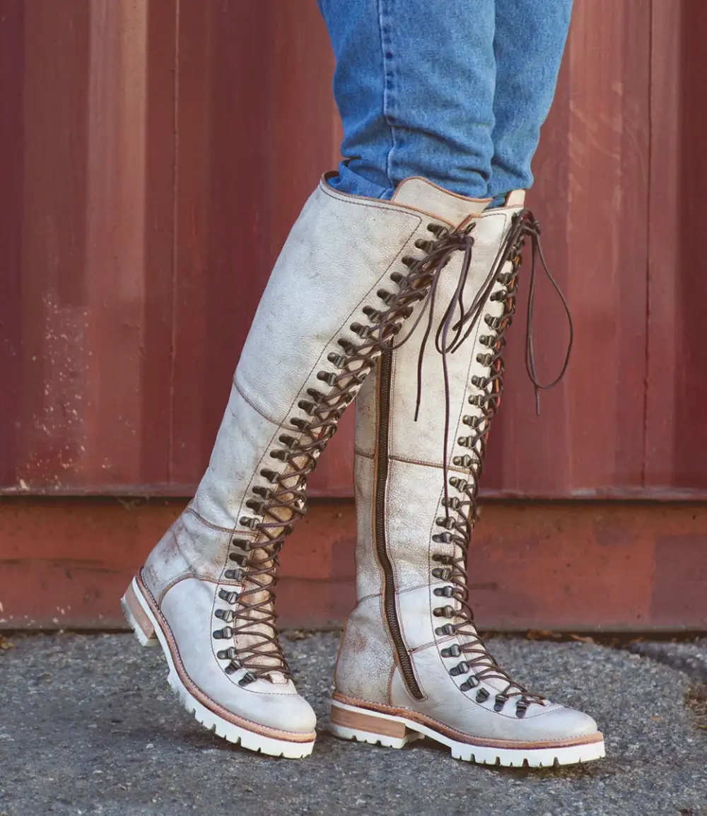 Side-Zip Lace-Up Hiker Boots