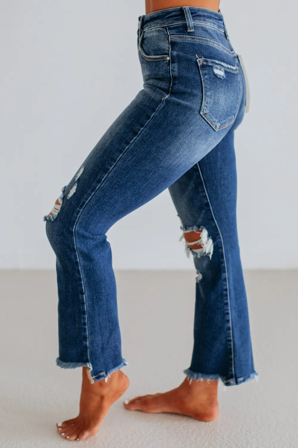 Women's Straight Leg Flared Leg Raw Hem Jeans