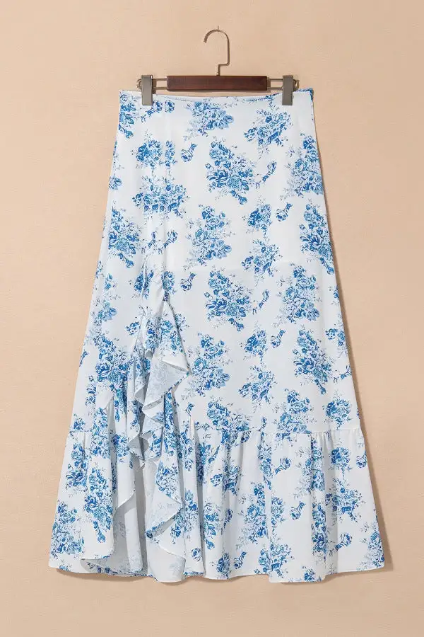 Ruffle Side Slit Skirt