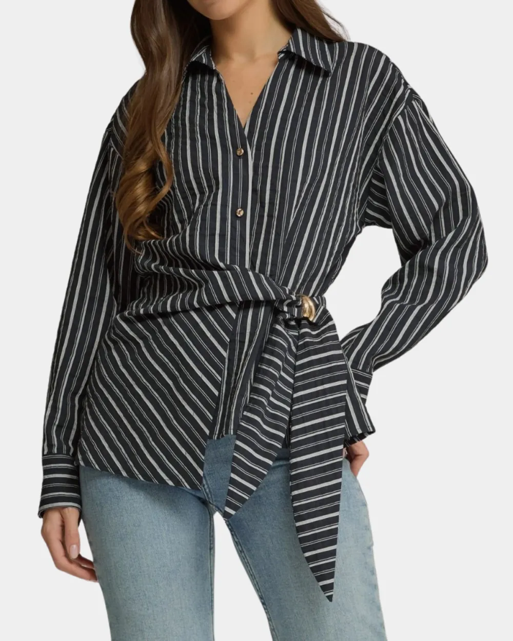 Accent Waist Stripe Top