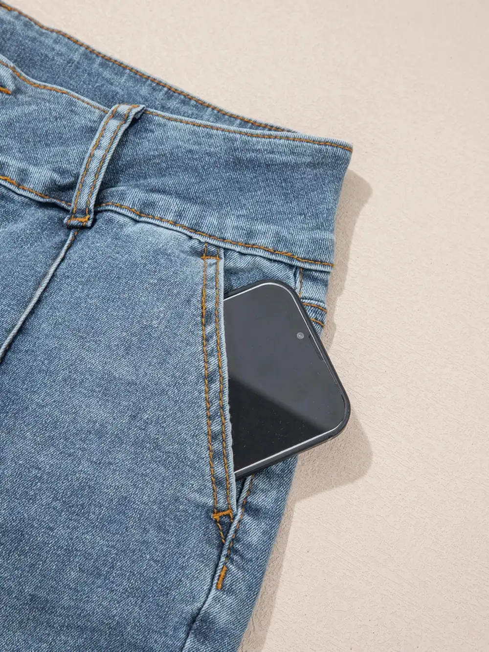 High Waisted Flared Seam Detail Denim Jeans