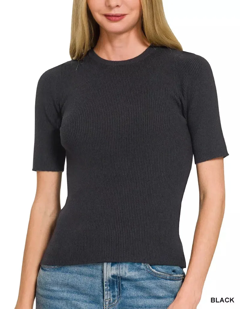 Viscose Ribbed Round Neck Sweater