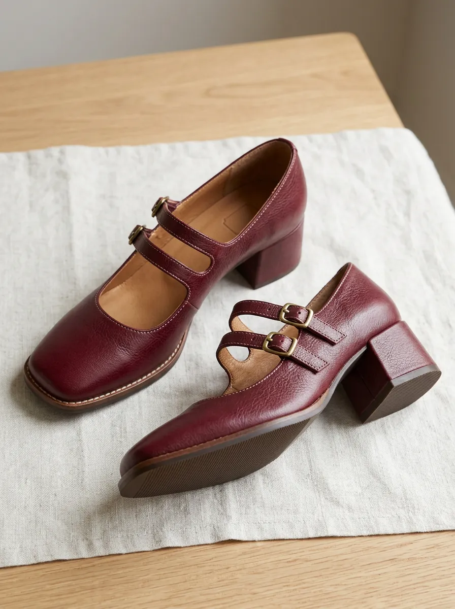 Women's Vintage Twin-Buckle Mary Janes