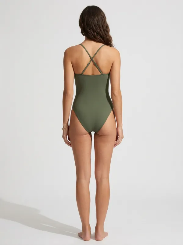 Women's Spaghetti-Strap Cutout One-Piece Swimsuit