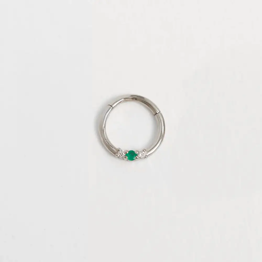 Diamond Sapphire Emerald Hoop Earring