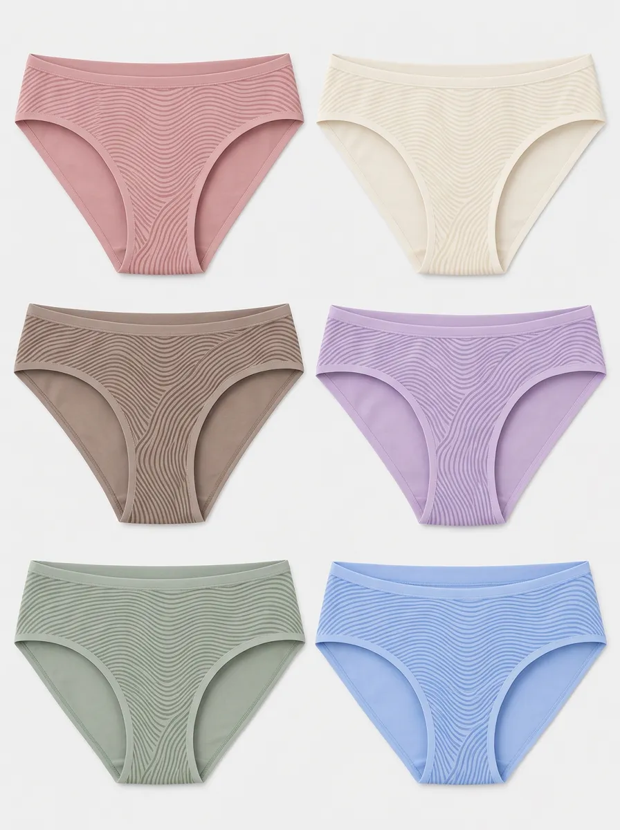 Women's Multi-Pack Wavy Texture Seamless Printed Panties