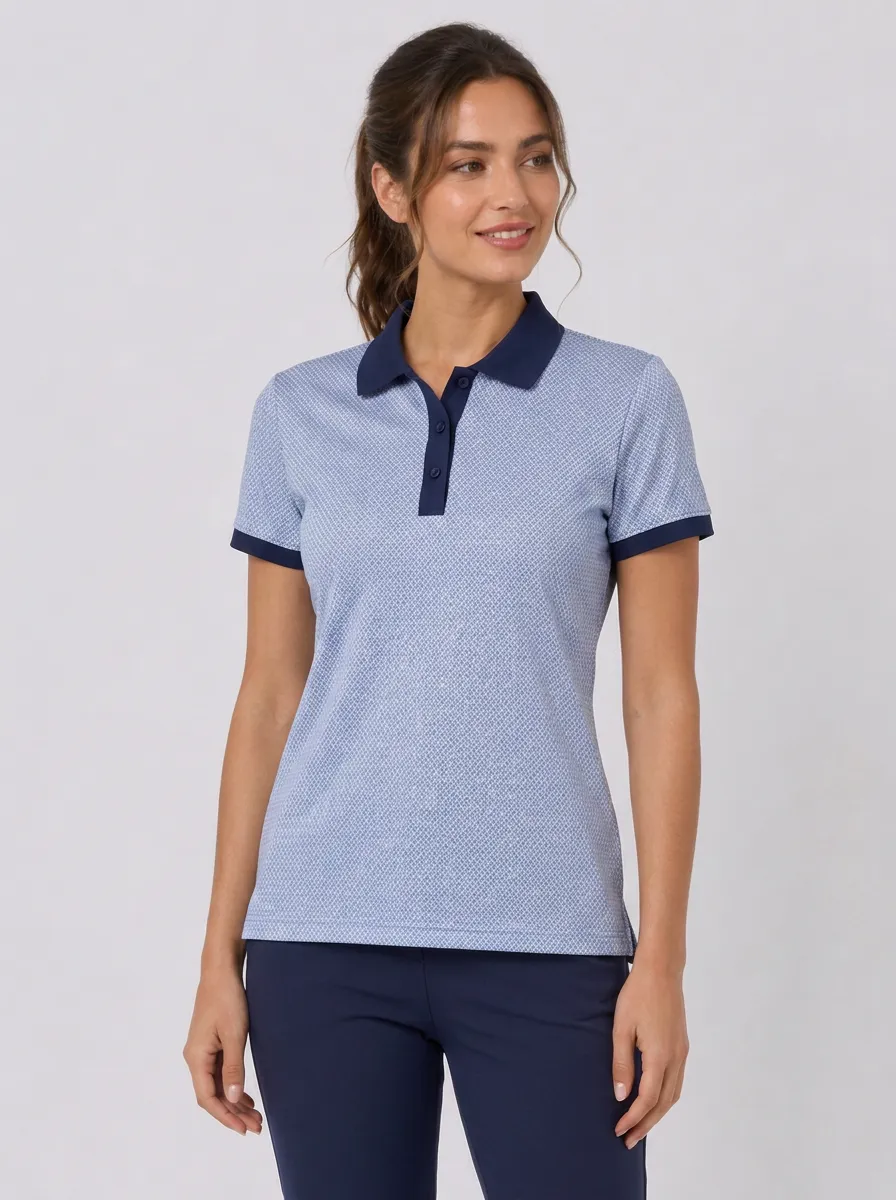 Women's Geometric Pattern Subtle Geometric Polo Shirt