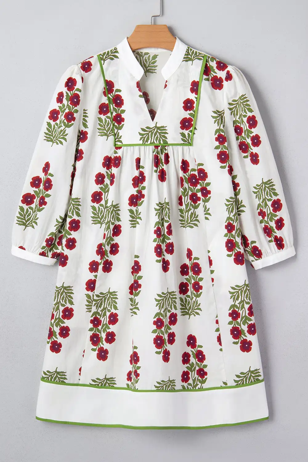 Floral V Neck Ruffle Dress Casual