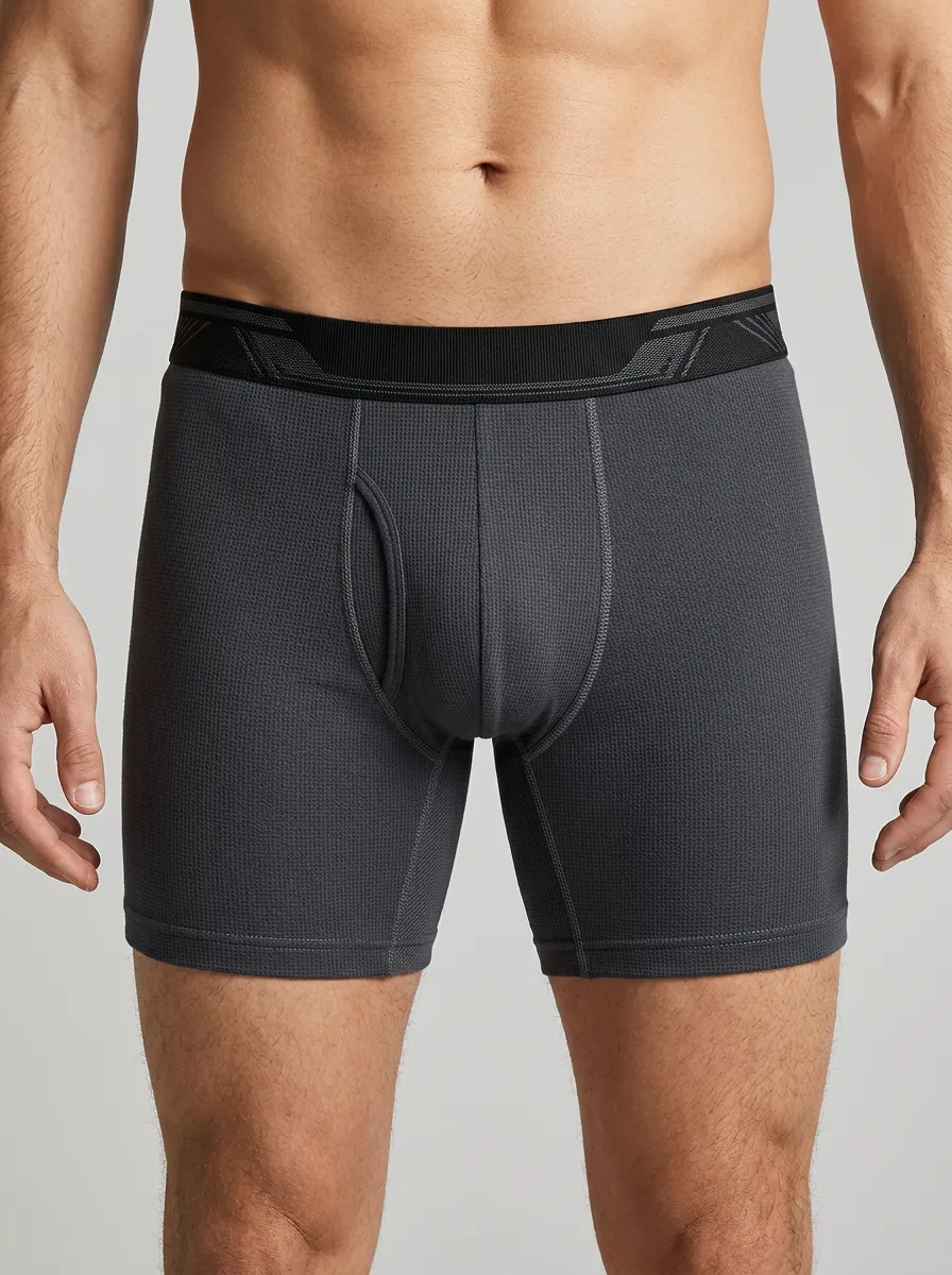 Flexible Waffle-Texture Textured Modern Look Men's Boxer Briefs