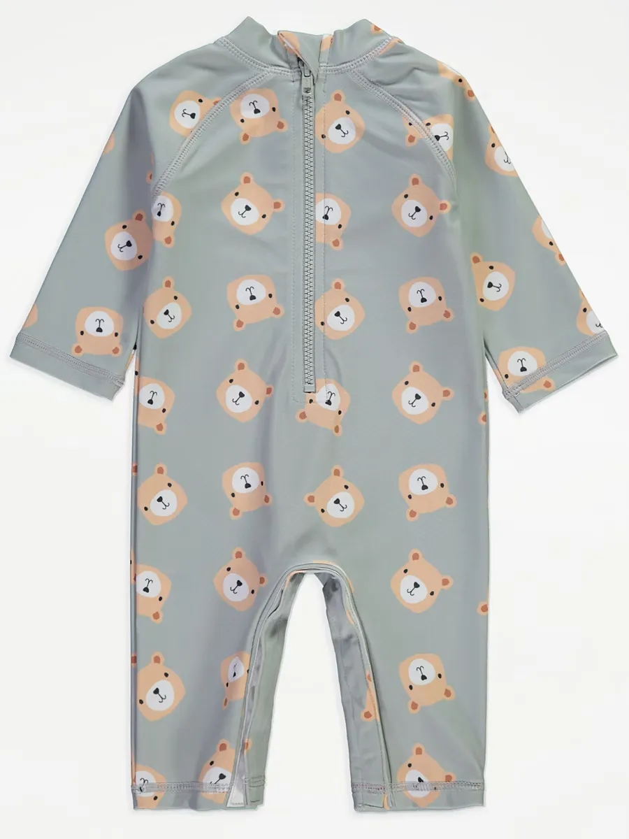 Green Teddy Bear Sun Protection Rashsuit and Hat