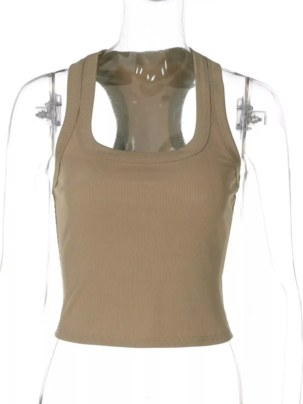 Square-Neck Ribbed Tank Top