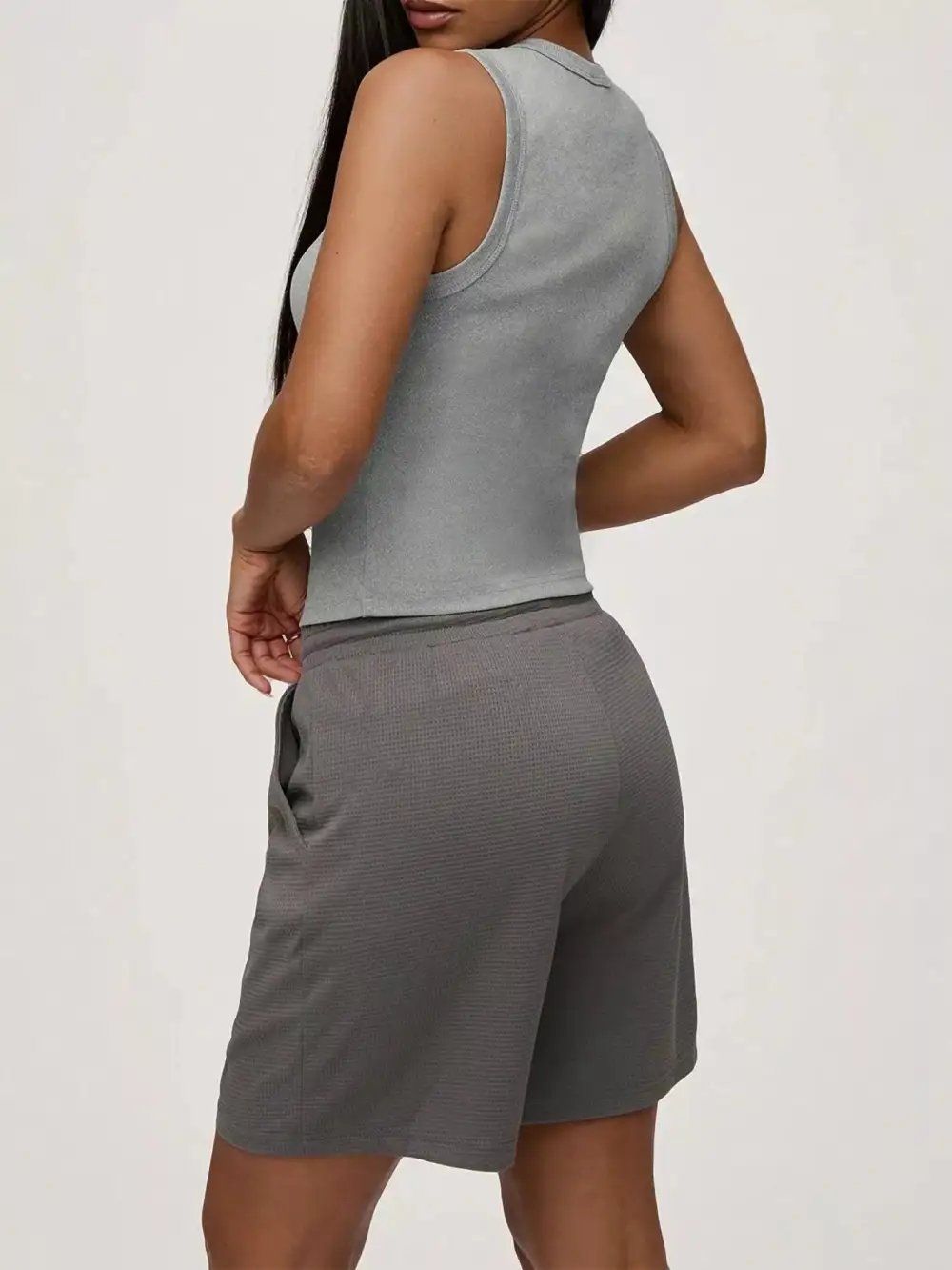 Ribbed Button Front Sleeveless Tank