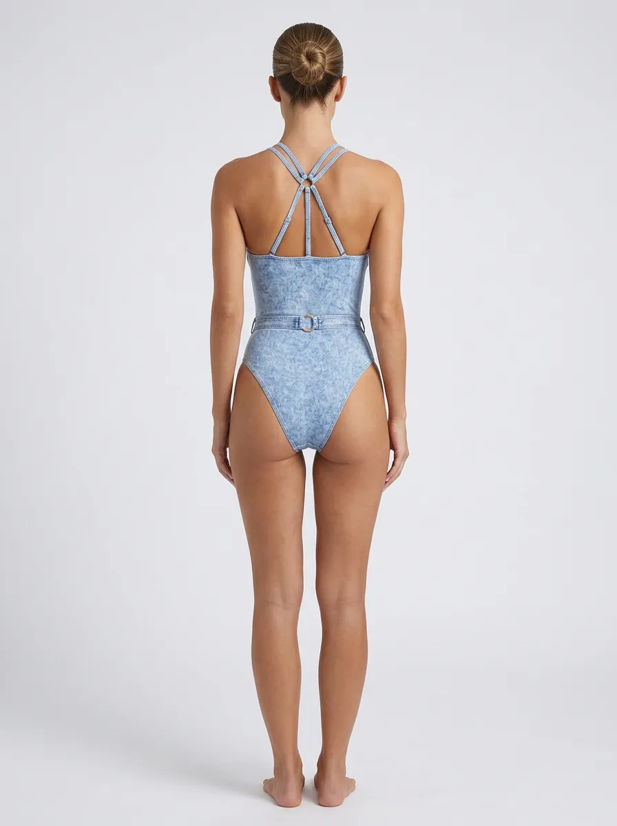 Women's Modern Cutout Printed One-Piece Swimsuit