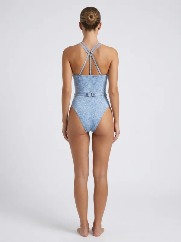 Women's Modern Cutout Printed One-Piece Swimsuit