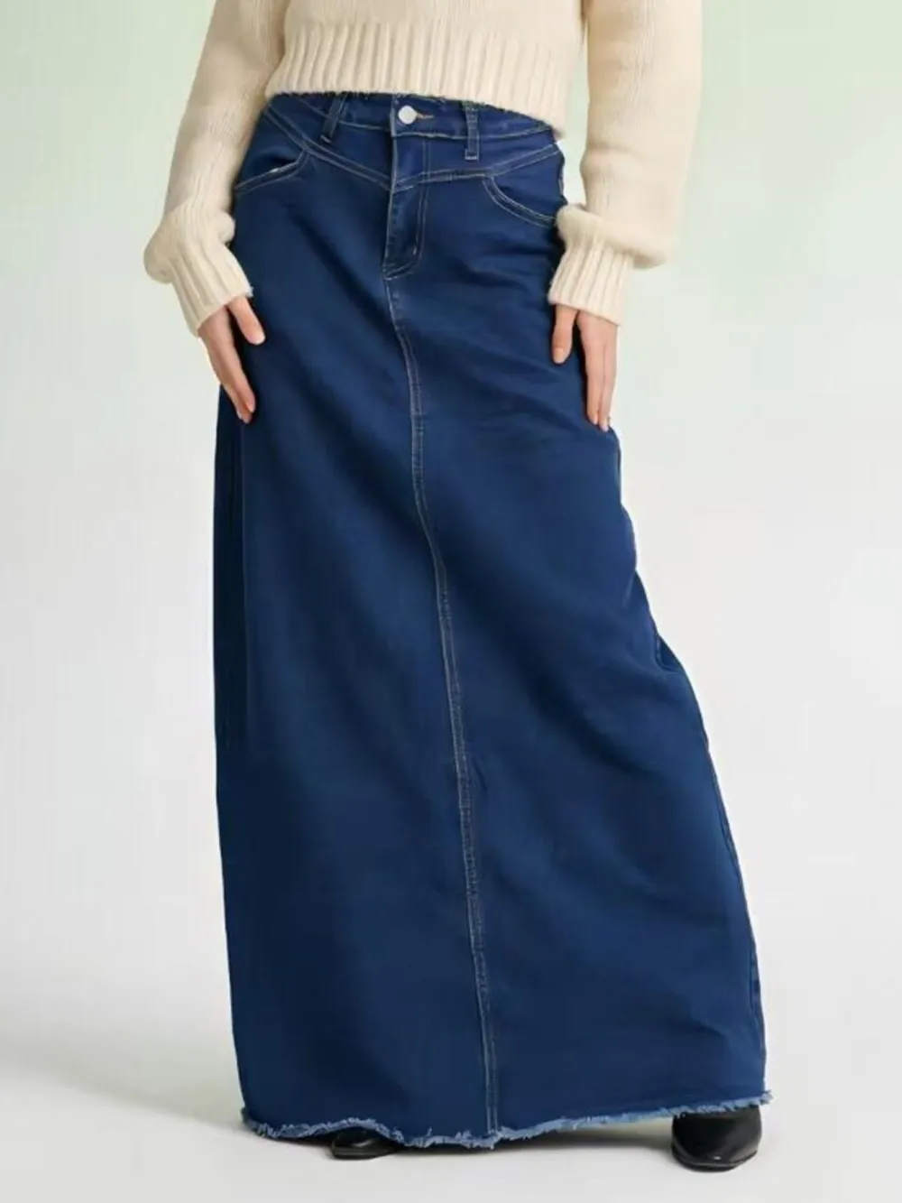 Raw Hem Maxi Skirt