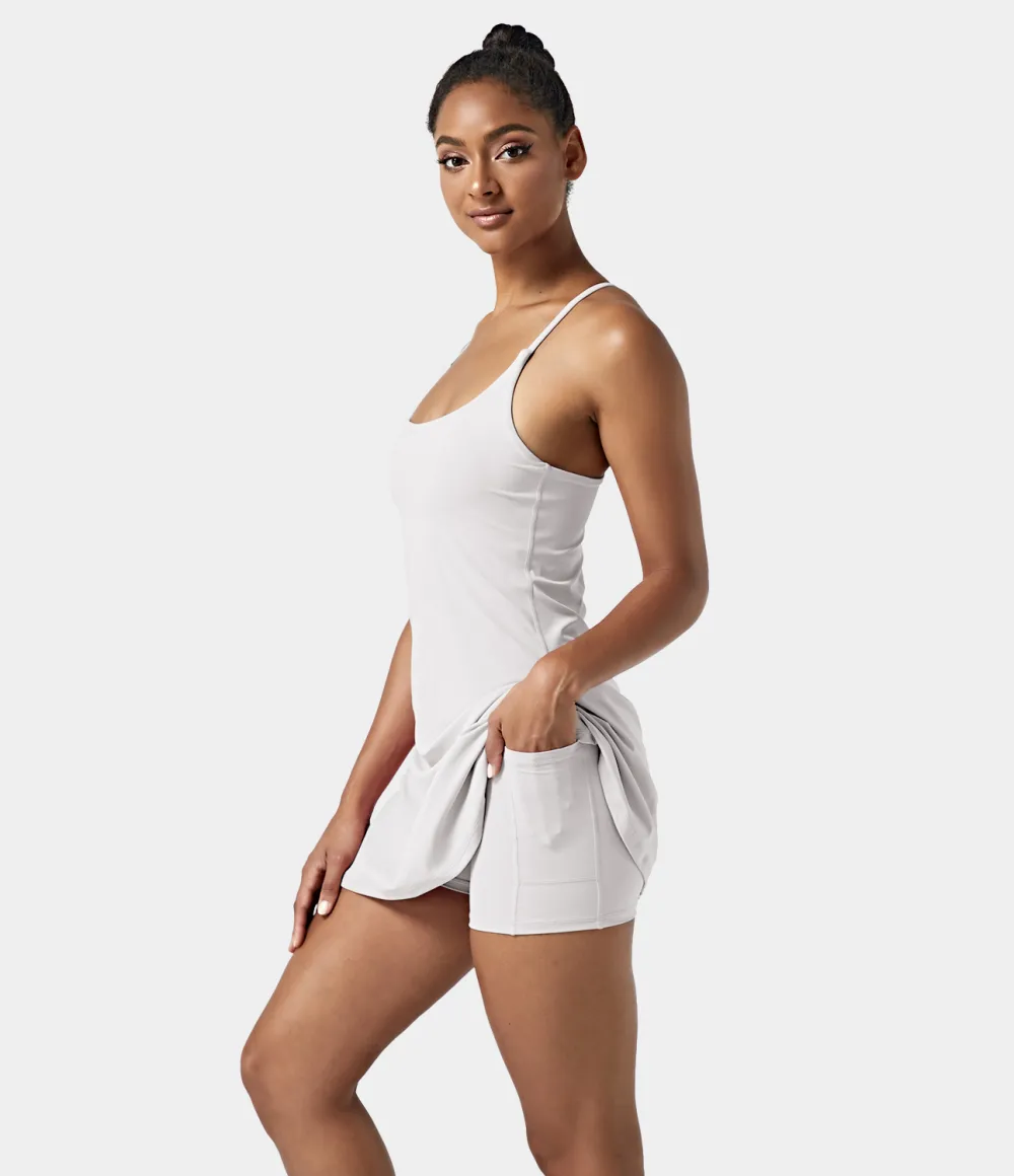 Softlyzero Airy Backless Cut Out 2-in-1 Pocket Cool Touch Mini Activity Dress