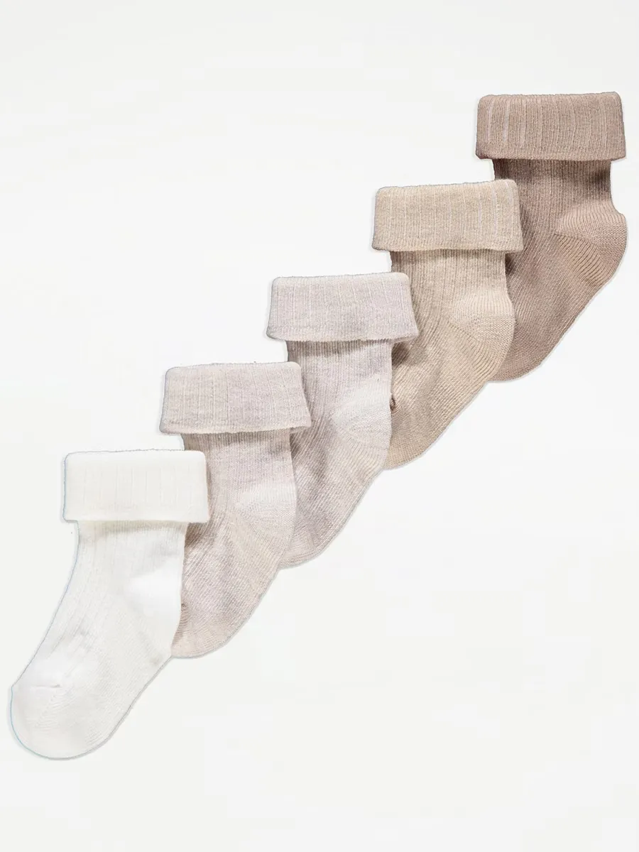Neutral Ribbed Socks 5 Pack