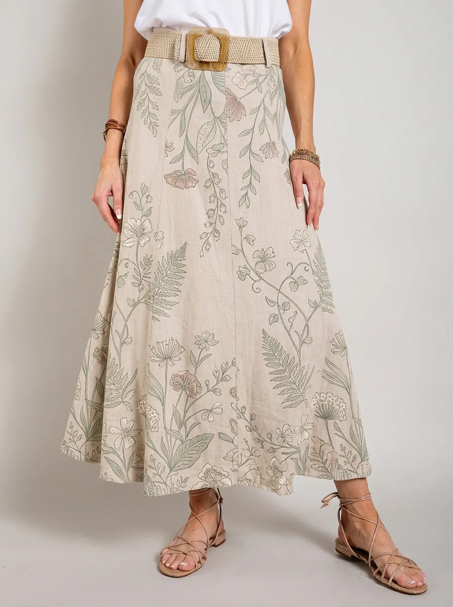 Women's Botanical Garden Floral Printed Maxi Skirt