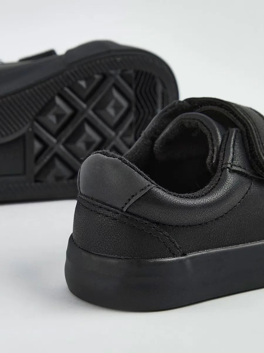 Black Double Strap School Shoes