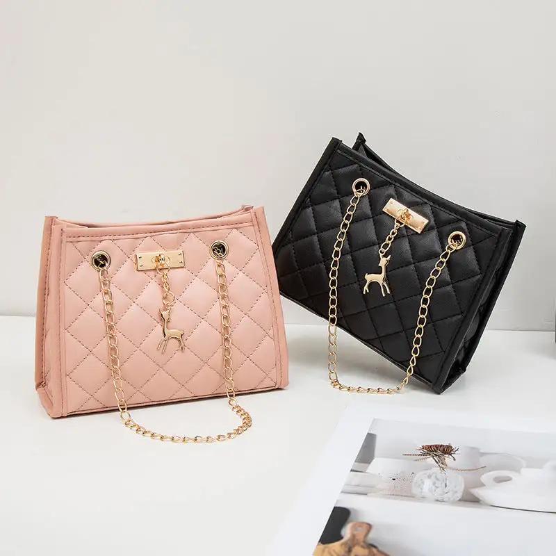 Quilted Embroidered Shoulder Bag