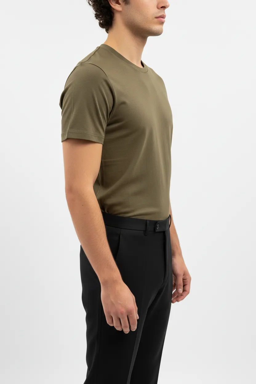 Polished Round Neck Cotton Essential T-Shirt