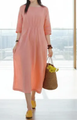 Classic Linen Midi Dress