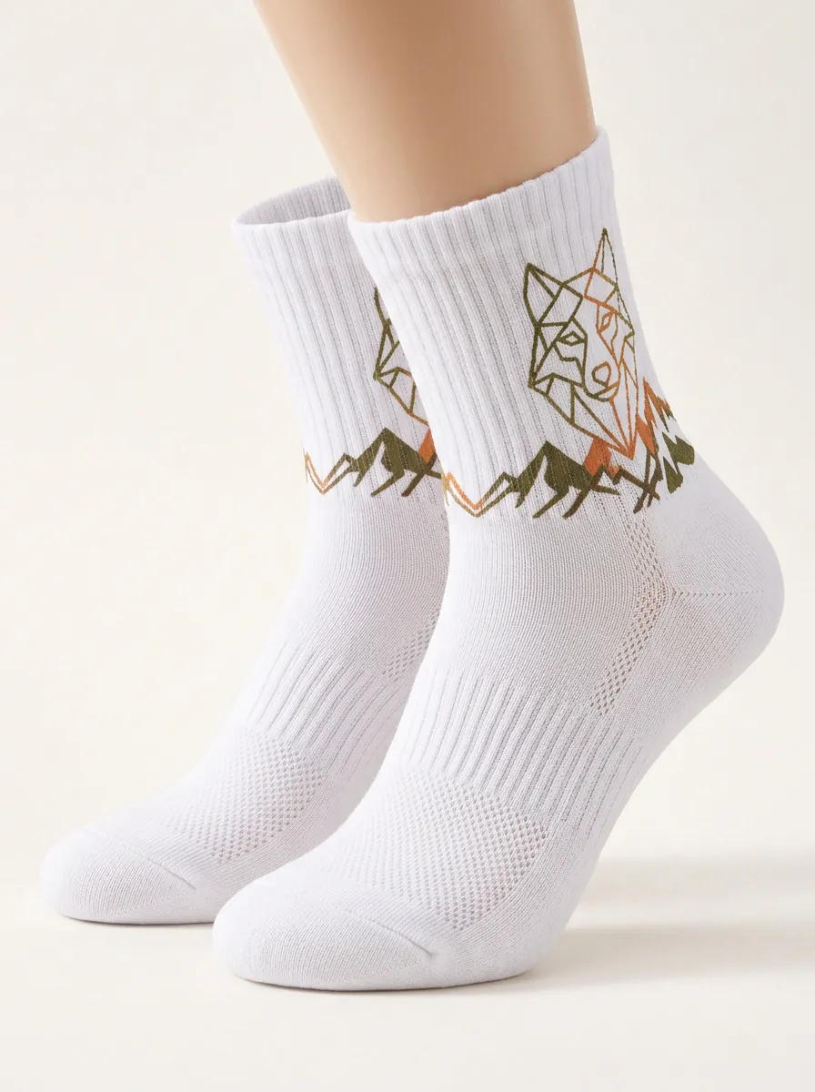 White Performance Mountain Graphic Sport Low-Cut Socks